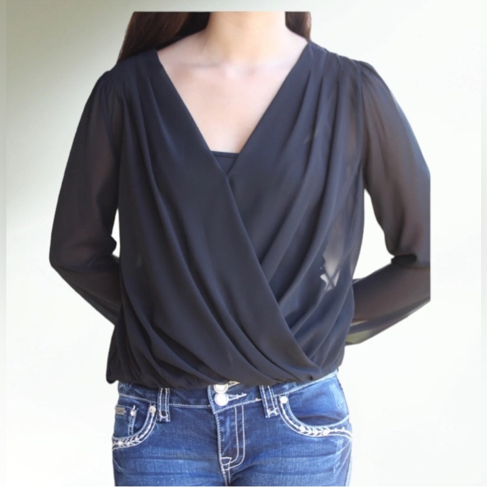 Double Zero Black Sheer Blouse